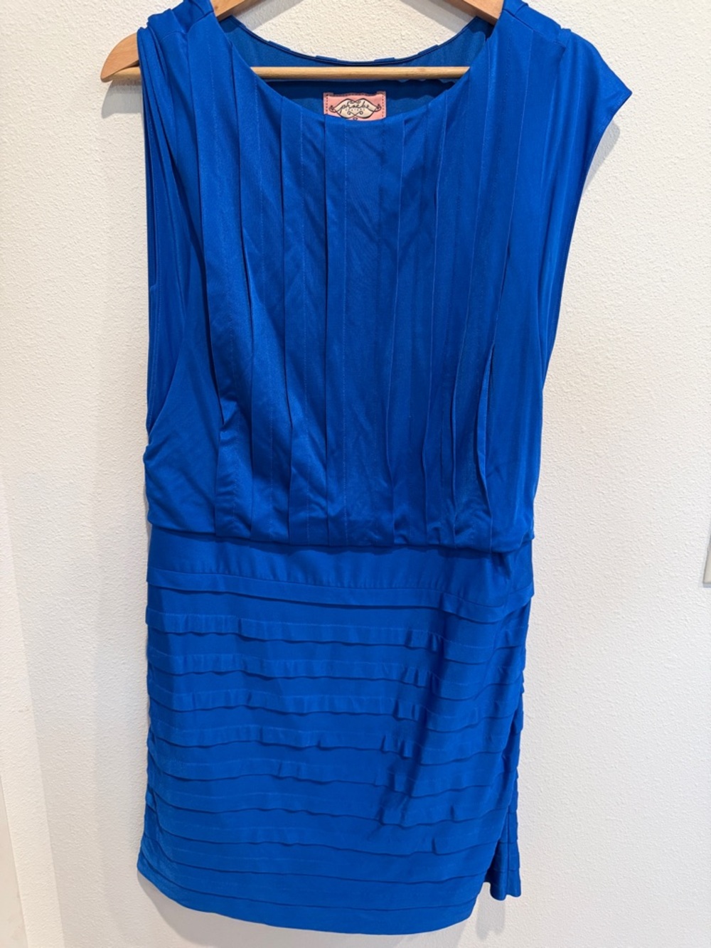 Phoebe Couture Cobalt Blue Pleated Mini Dress